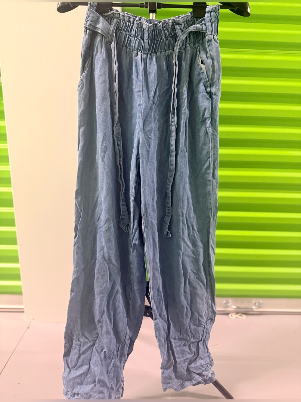 Light Blue Elastic-Waist women’s Casual Pants